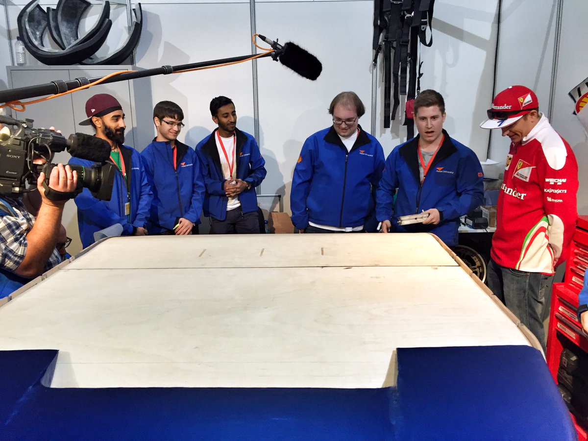 ShellMotorsport's tweet photo. #Kimi7 shooting the breeze w/ a few of the @shell_ecomar student teams. 1 even got their car signed! #makethefuture https://t.co/ZIjiuLmtp1