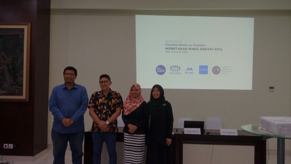 DataScienceIndo's tweet photo. Selesai sdh #CeritaData1 hari ini, terimakasih utk diskusi yg mnarik @CSISIndonesia, @perludem, @wikiDPR π https://t.co/WAV04m6lrC