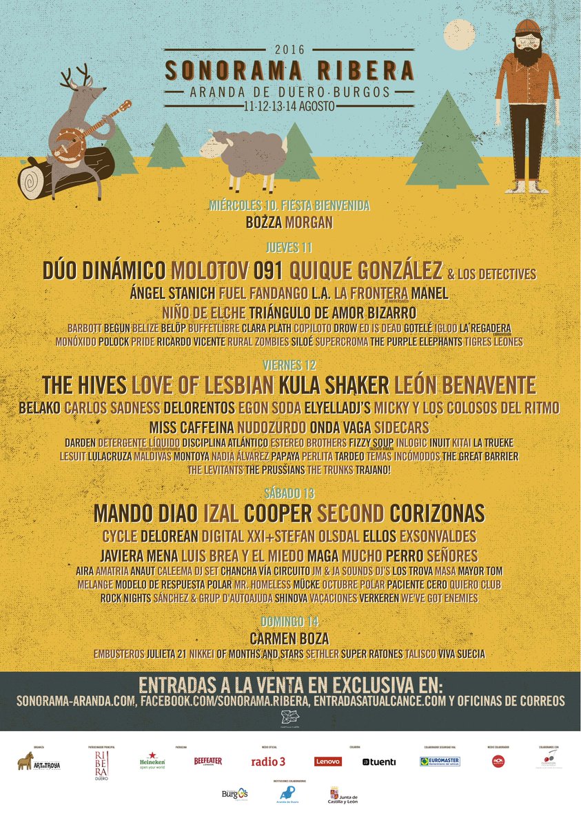 sonoramaribera's tweet photo. ¡Aquí va el cartel por días de #SonoramaRibera2016!
Abonos en https://t.co/YsFBzwTSrN
¡CAMBIO DE PRECIO EL VIERNES! https://t.co/fw1LiODmz4