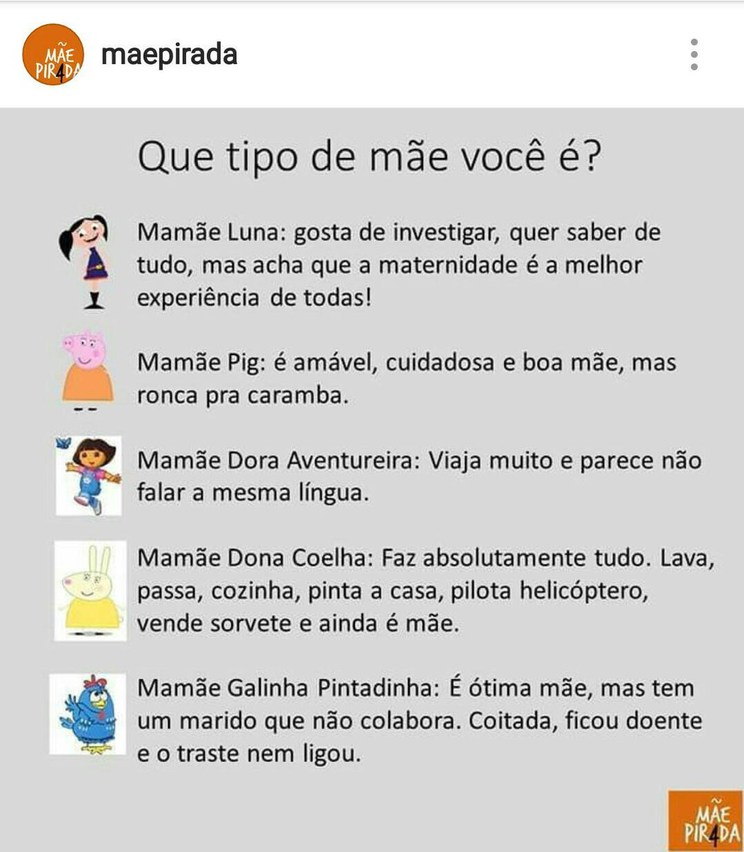 MamaesBrasil's tweet photo. Que tipo de mãe você é?

https://t.co/TA0JrqMLca

#HumorDeMae #humor #maternidade https://t.co/ag9Hur9Kvi