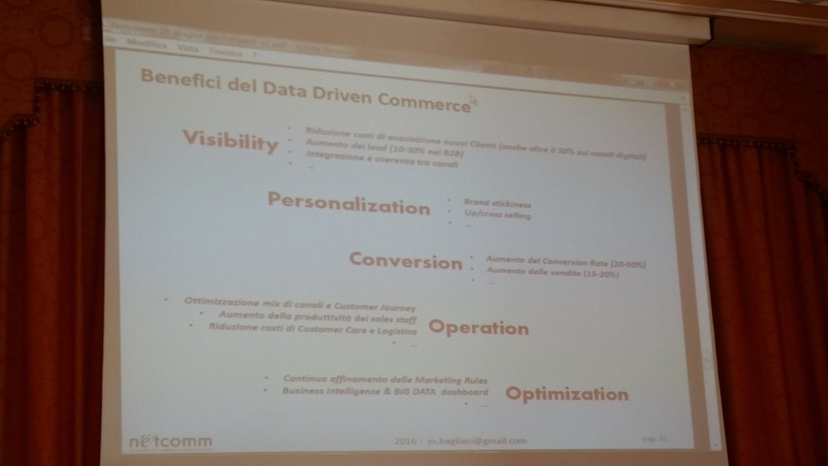 cercarisparmio's tweet image. Benefici del #datadrivencommerce : visibility personalization conversion operation optimization .@ConsNetcomm