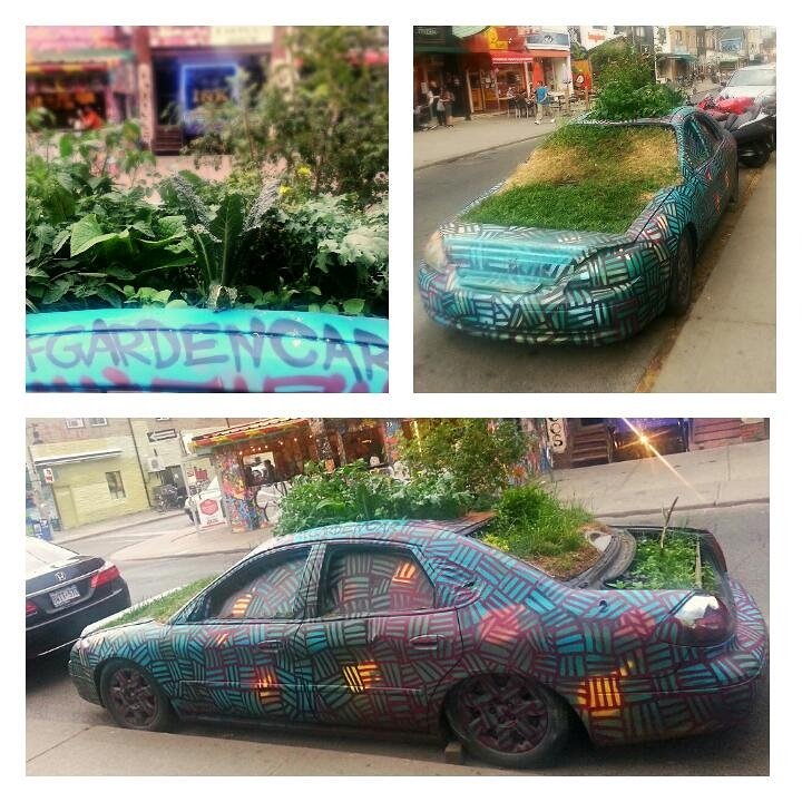 ChefJuste's tweet image. Pot would be more fitting than tomatoes and kale #Toronto #gardencar #kensingtonmarket