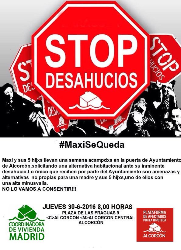 aupaalcorcon's tweet photo. Con nuestras vecinas 
mañana 8:30 en #Alcorcón #MaxiSeQueda https://t.co/PBYdBGsJuy