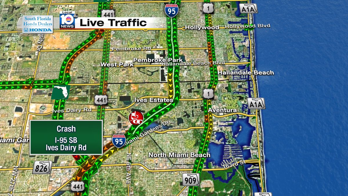 Crash on I-95 SB and Ives Dairy Rd #TRAFFIC #MIAMI https://t.co/tuTccNmcVV