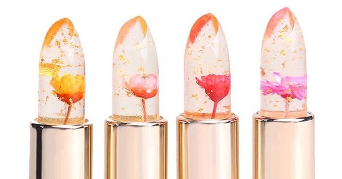 mymodernmet's tweet photo. Shimmering lipstick dazzles with real flowers suspended inside https://t.co/BKI5i5BiOd https://t.co/8HOxLbxvwX