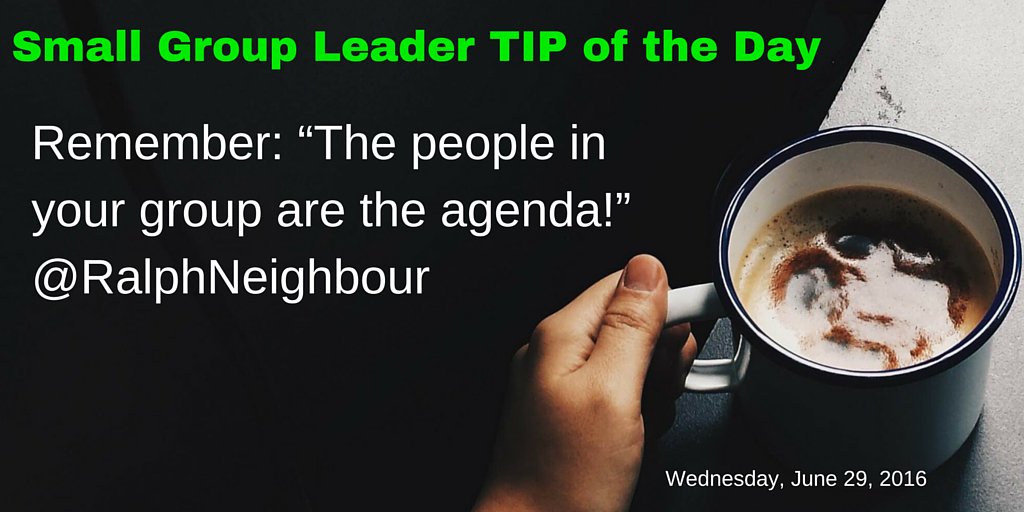 michaelcmack's tweet image. Small Group Leader TIP of the Day: Remember: “The people in your group are the agenda!” @ralphneighbour