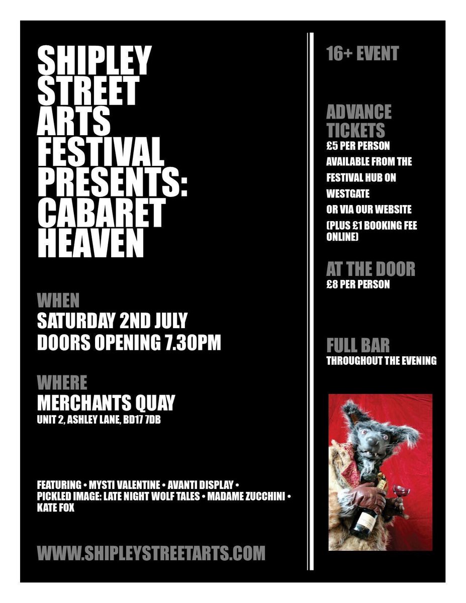 Jenn Wilson (@irregularjenn) on Twitter photo Cabaret <a href="/Cabaret_Heaven/">Cabaret Heaven</a> <a href="/Shipley_Fest/">Shipley Street Arts</a> on Saturday with <a href="/katefoxwriter/">DrKateFox</a> <a href="/madamezucchini/">Madame Zucchiniš„</a> and more!! Cabaret <a href="/Cabaret_Heaven/">Cabaret Heaven</a> <a href="/Shipley_Fest/">Shipley Street Arts</a> on Saturday with <a href="/katefoxwriter/">DrKateFox</a> <a href="/madamezucchini/">Madame Zucchiniš„</a> and more!!