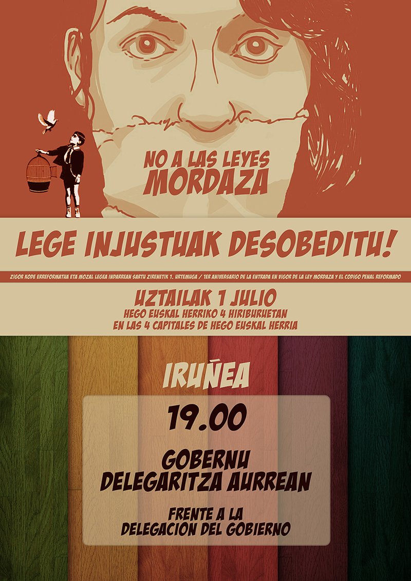 AhotsaInfo's tweet image. Viernes 19h, concentración en Iruñea para denunciar la Ley Mordaza en su primer aniversario ahotsa.info/edukia/concent…