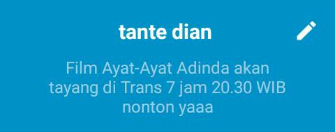 Saksikan #AyatAyatAdindaatTrans7 4 juli 2016 pkl: 20.30 WIB hny di <a href="/TRANS7/">TRANS7</a> 😉 Jgn lupa nnton ya!😊 Cc @real_tissabiani