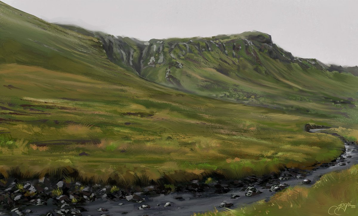 jogri_'s tweet photo. Landscape study from last month using reference from Noah Bradley's Iceland Photo Pack. #Iceland #landscapestudy https://t.co/fgS5hAOId2