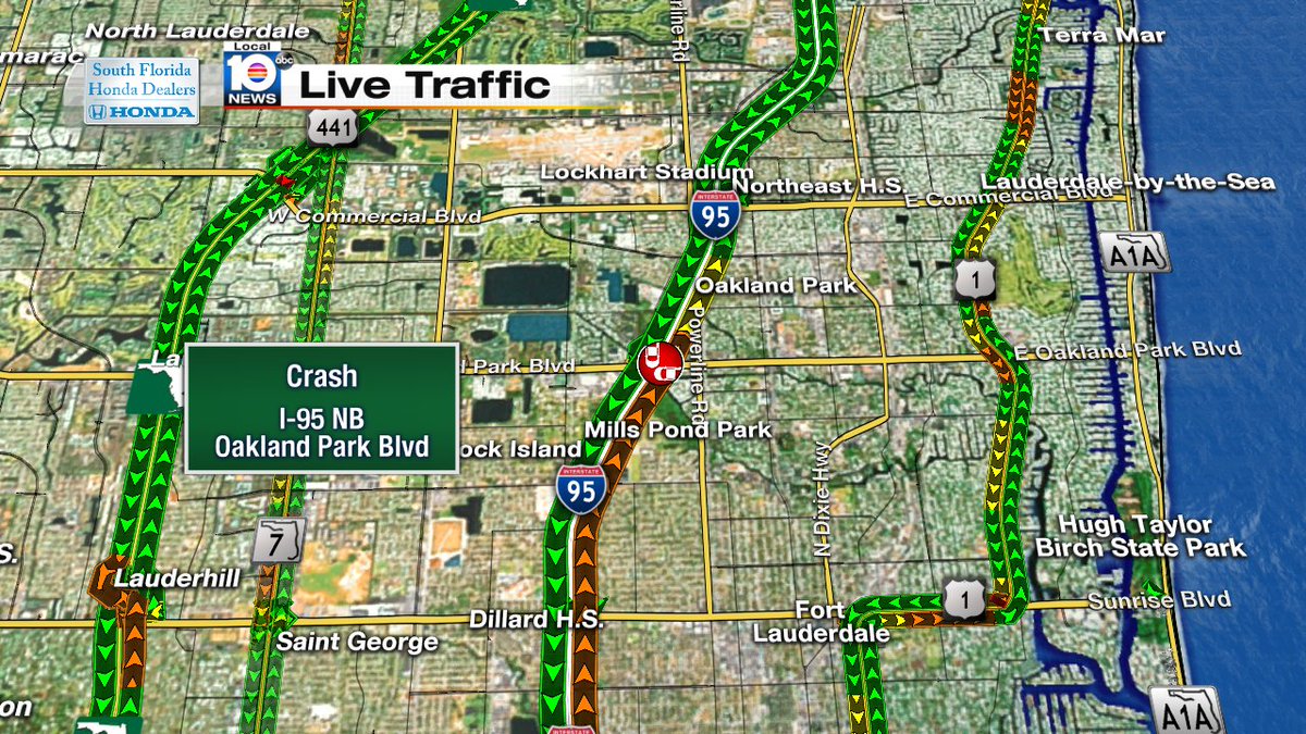 Accident on I95 NB & Oakland Park Blvd TRAFFIC WPLG Local 10 News