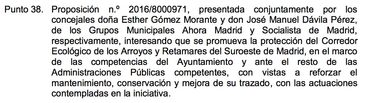 MADRID's tweet image. #PlenoMadrid aprueba proteger el Corredor Ecológico de los Arroyos y Retamares del Suroeste (PP en contra, Cs abst.)