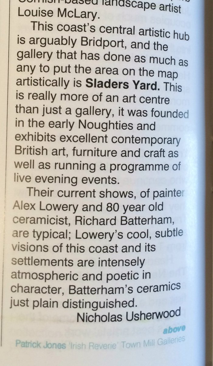 SladersYard's tweet photo. Many thanks Nicholas Usherwood @art_mag for a great review of #AlexLowery and  Mr #Batterham https://t.co/rskEAObFuz https://t.co/gU9UZDdfiT