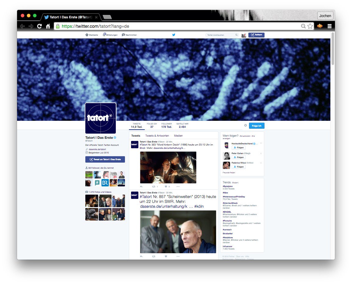 #ZahlDerWoche: 9.000 Tweets pro <a href="/Tatort/">Tatort</a>-Sendung ... gfu.de/che-news/alle-… #tv #SecondScreen