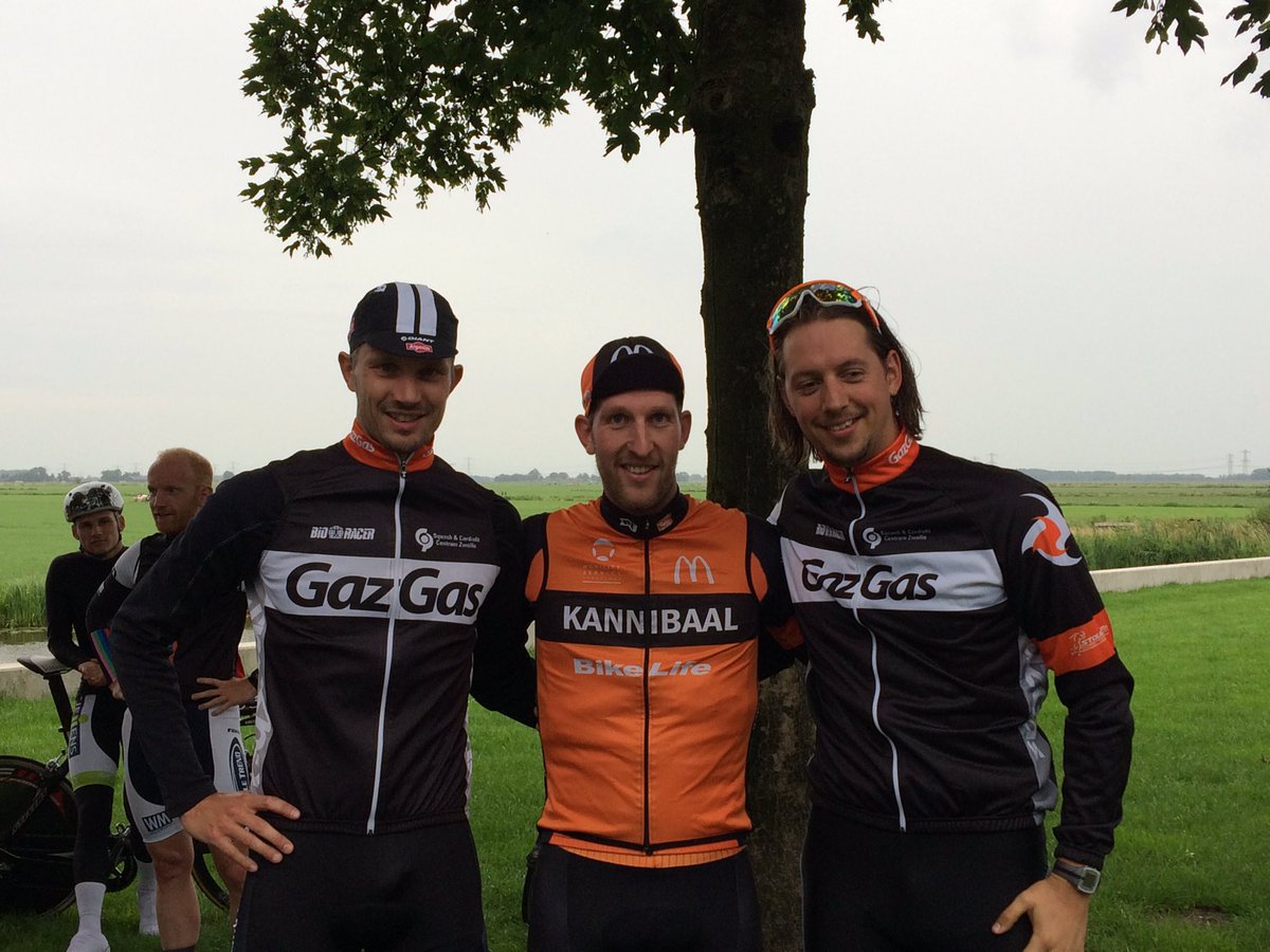 Een volledig GazGas podium tijdens de Zwolse tijdritcompetitie #2. <a href="/TVTriade/">TV Triade</a> bedankt voor de organisatie!