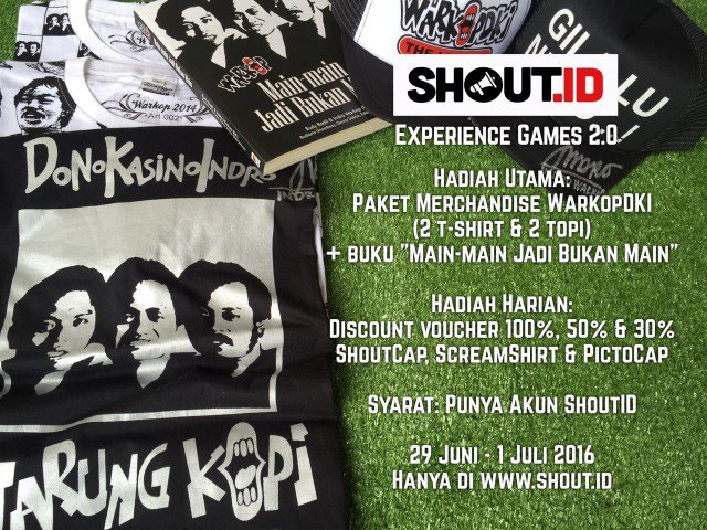 _dwikynugraha_'s tweet photo. Ikut #ShoutIDExperince Games 2.0 hadiah utama buku &amp; official Merchandise Warkop DKI @ShoutCap https://t.co/WN3qiqv3YD