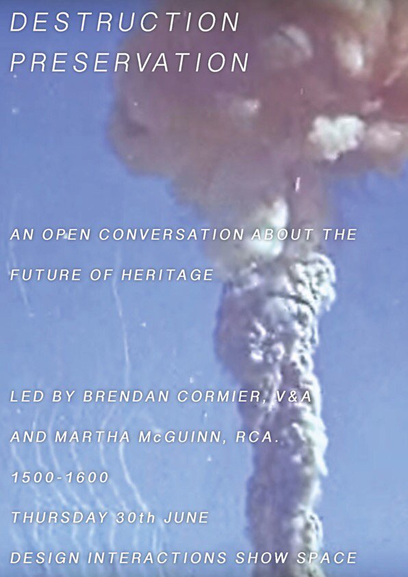 marthamcguinn's tweet photo. Leading a talk with @BrendanCormier tomorrow at RCA DI Show Space. Destruction Preservation. 3pm Come join! https://t.co/YSijFUtf39