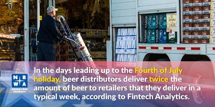 NBWA's tweet photo. America's beer distributors are working hard so consumers have a wide selection of beer for #July4th celebrations! https://t.co/PdaXwGrCHr