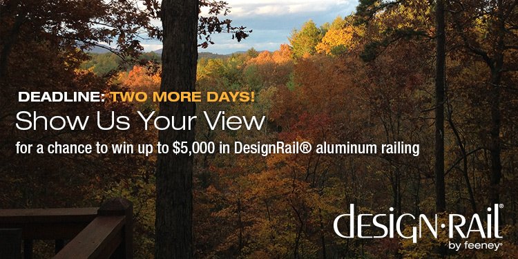 FeeneyInc's tweet photo. #ShowUsYourView ENDS TOMORROW! get a chance to win up to $5K in #DesignRail https://t.co/i6nDNfRIww https://t.co/cFEDLzizx0