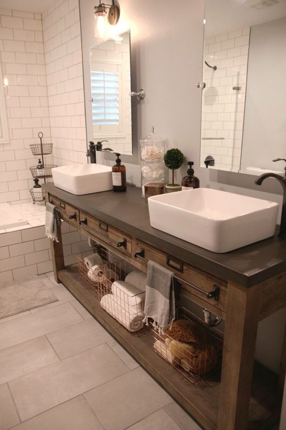 NAREIOfficial's tweet photo. #DesignDebate How do you like the way this table was hacked into a double vanity? Like it or leave it? https://t.co/6RDuoWImae