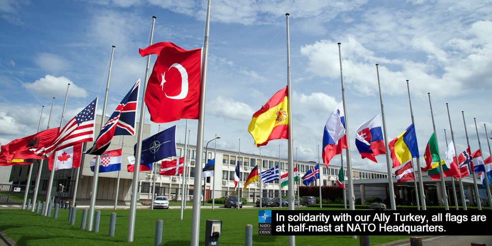 All flags at NATO HQ at halfmast in solidarity with Turkey NATO