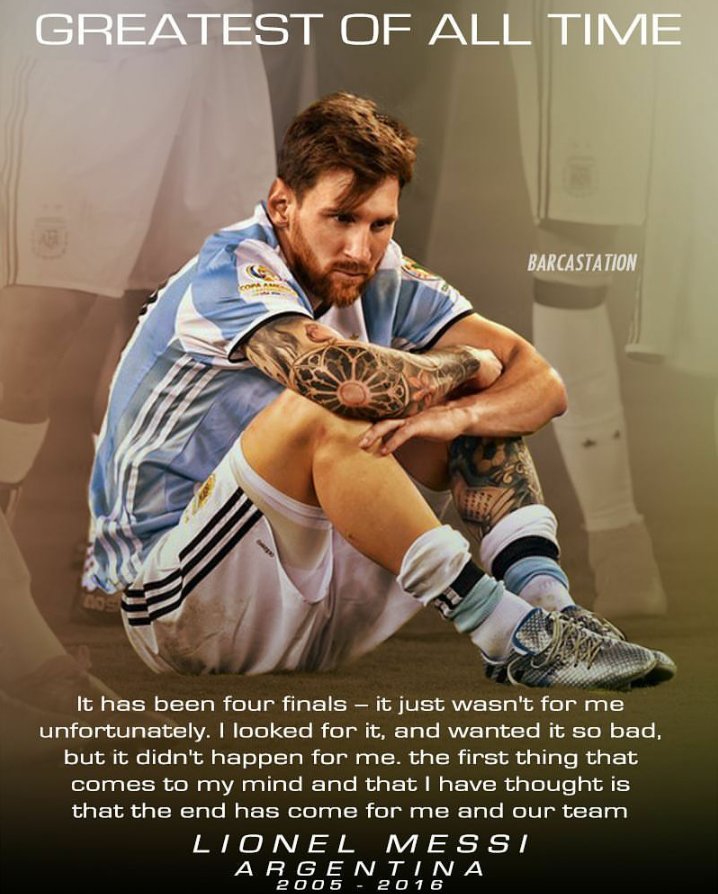 Sara_M_TS's tweet photo. The gratest ever.  Argentina DIDN'T LOSE BEACUSE OF HIM. We're with you #LionelMessi PLEASE STAY. #MessiRetires https://t.co/jIYcVCmOKR