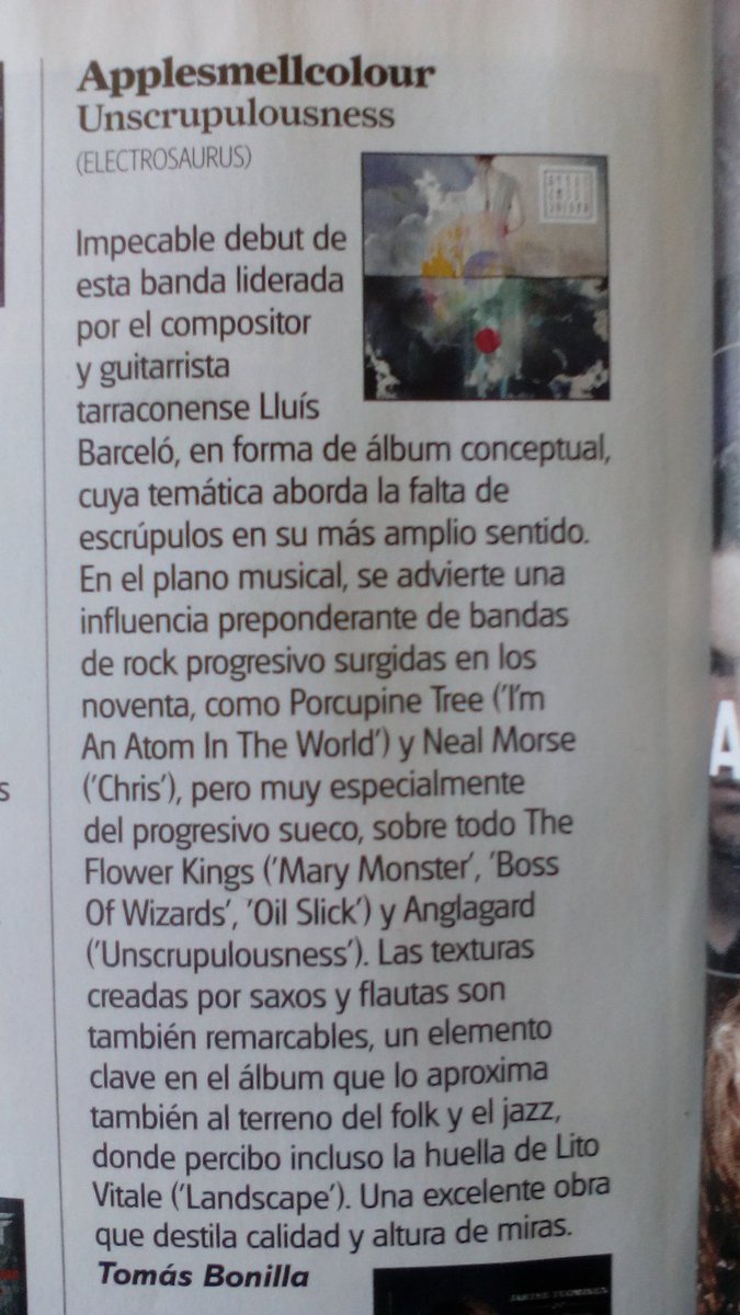 applesmellc's tweet photo. "Una excelente obra que destila calidad y altura de miras"- Reseña "Unscrupulousness" en @thisisrockmag Mil gracias! https://t.co/J9p4Z7DezQ