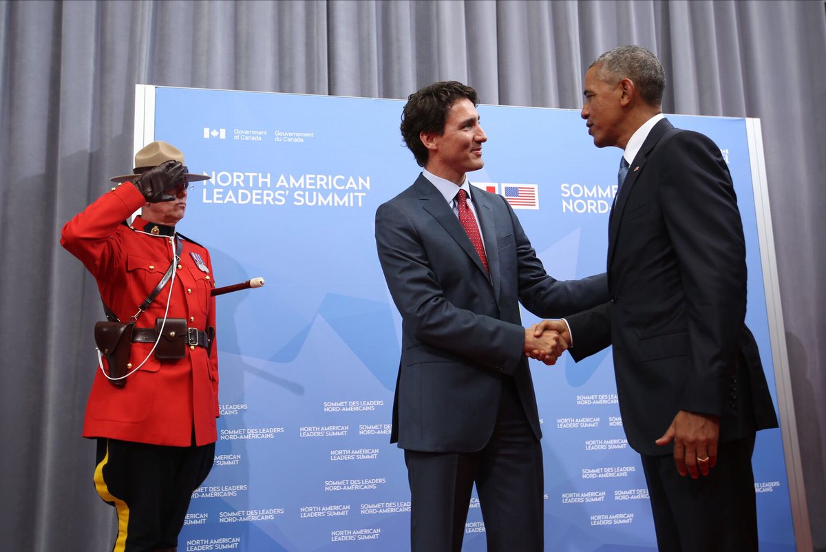 JustinTrudeau's tweet photo. Welcoming our friends and partners to start the North American Leaders Summit. #NALS2016 https://t.co/n46Z2753MJ