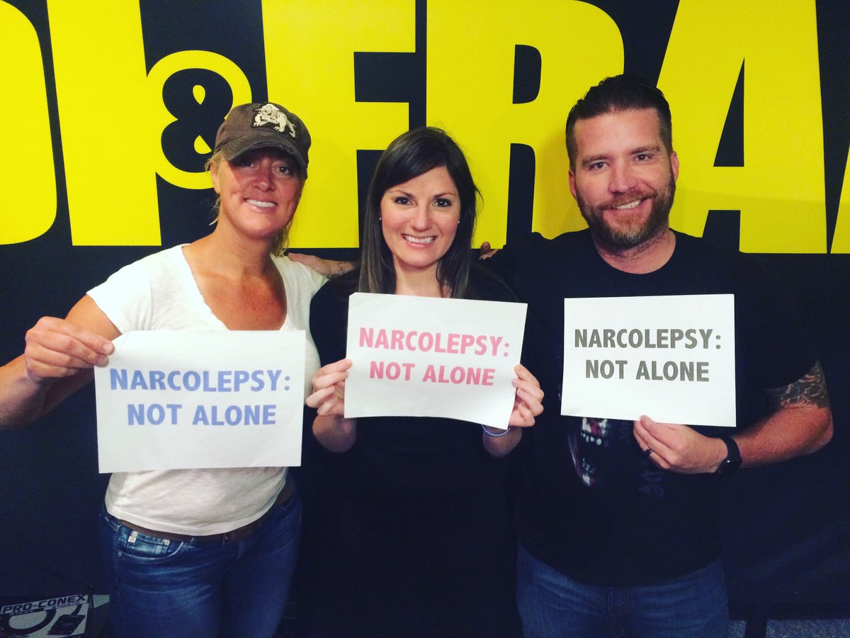 RemRunner's tweet photo. Thank you @heidiandfrank @955KLOS for raising awareness of the real #narcolepsy today! #narcolepsynotalone https://t.co/D6dIt1H1re