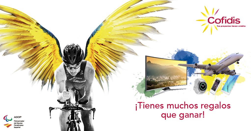 ExpoBalonmano's tweet photo. Vive el deporte paralímpico con Cofidis. https://t.co/Tvt5H9fRC6 Gana viajes a Río y muchos premios más #VOLAMOSARIO https://t.co/PH35w6rvb8