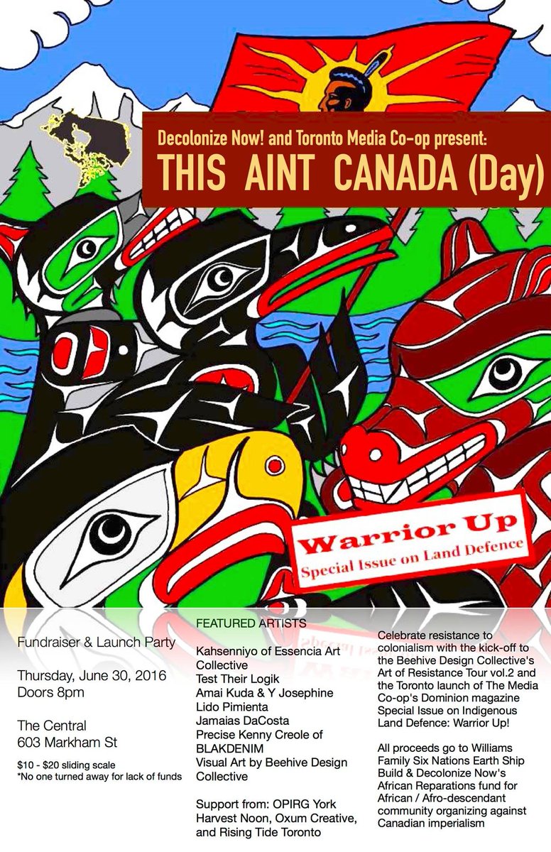 REMINDER - <a href="/mediacoop/">The Media Co-op</a>'s #Indigenous Land Defence Special Issue Toronto Launch Party is tomorrow 8pm <a href="/TheCentralTO/">The Central</a>!