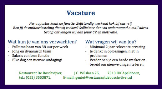Wij zijn op zoek naar een keuken topper! #horeca #Apeldoorn #vacature