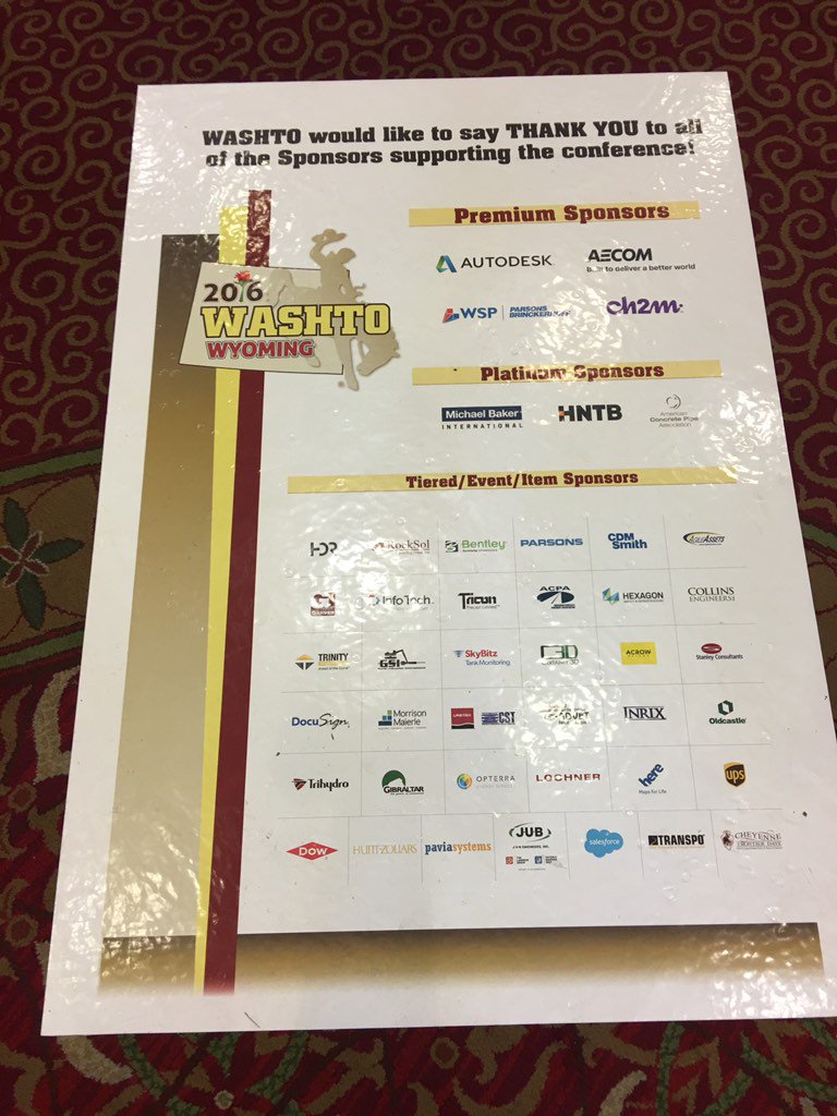 HousmanandAssoc's tweet image. Thank you #WASHTO2016 sponsors and exhibitors! @AECOM @autodesk @ch2m @wsp_pbworld @MBakerIntl @HNTBCorp