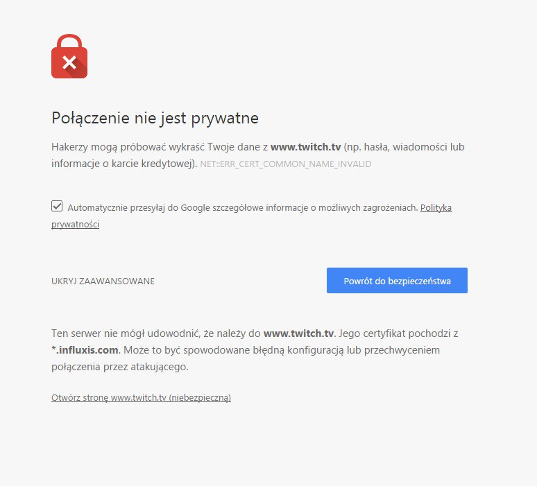 SkoczekDorian's tweet photo. @TwitchSupport anyone else having some issues with certificates? https://t.co/jMykxulbJQ