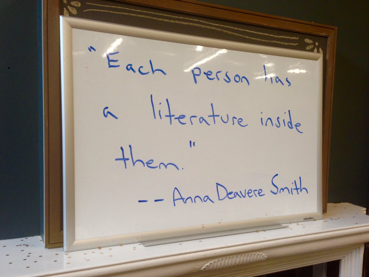 voiceofwitness's tweet photo. Quote of the day from @AnnaDeavereS at our #oralhistory workshop #AUV16 https://t.co/OEWcpzcceG