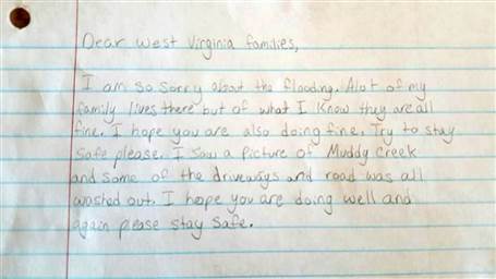 JennaSheinelle's tweet photo. Little girl pens sweet note to those affected by West Virginia floods https://t.co/3Kt3n4hAZt https://t.co/hF6fYLELQR