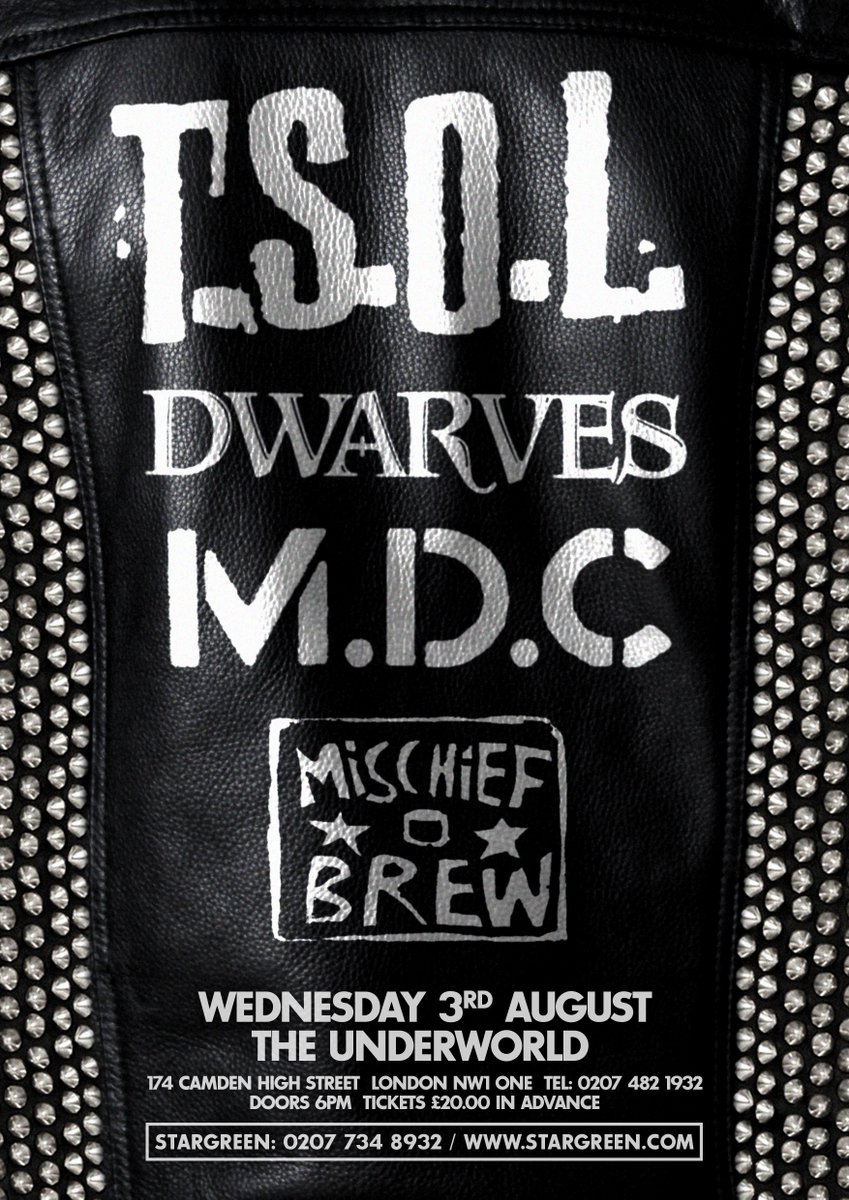 FEATURED // TSOL + @TheDwarvesBand + MDC + @MischiefBrew - 3 Aug - Event: po.st/UnderTSOL