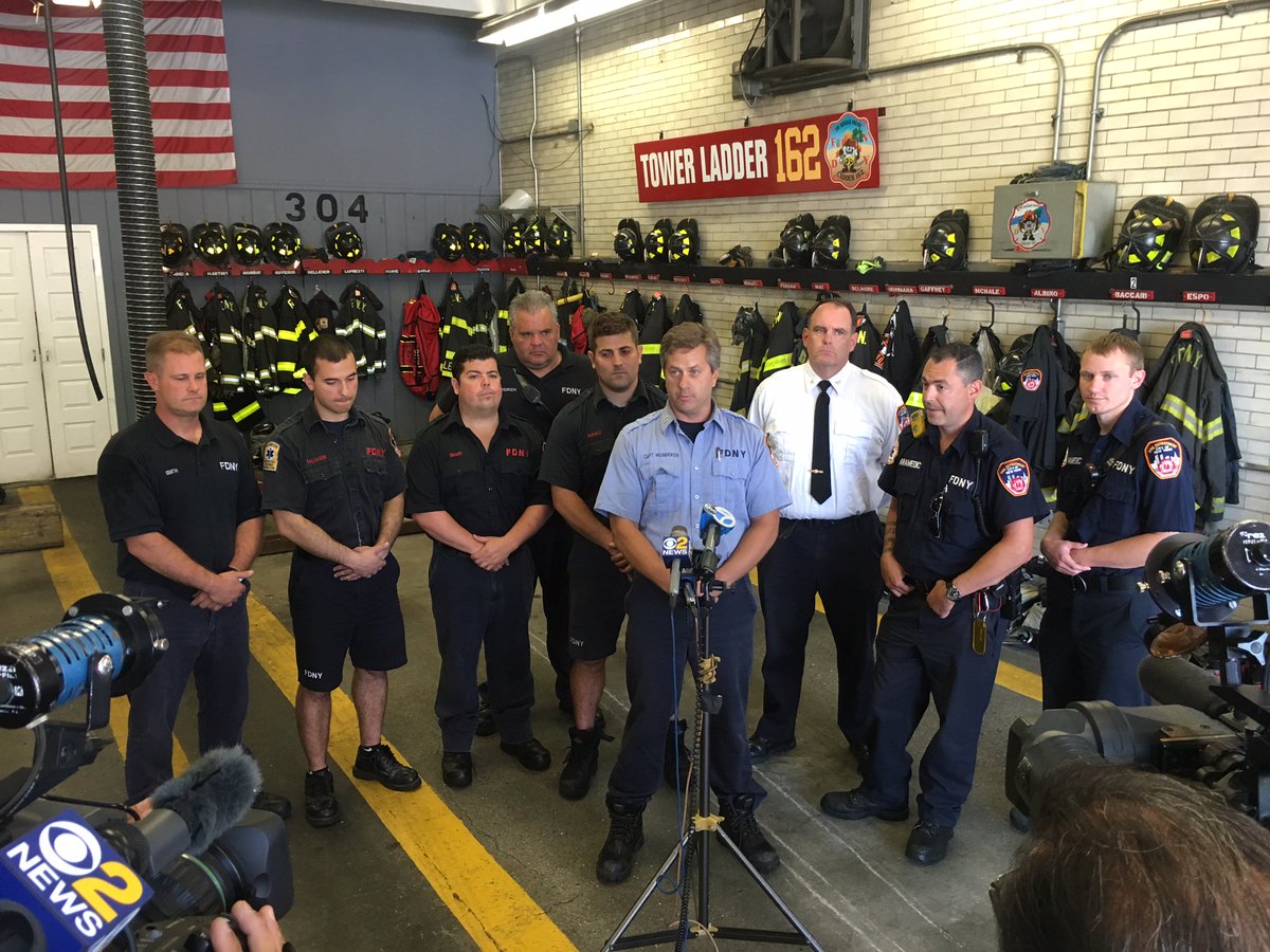 FDNY's tweet photo. Press conference underway w/ #FDNY Capt Weinhofer, #Ladder162, who located unconscious patient today in #Queens fire https://t.co/obZHBoVVqJ