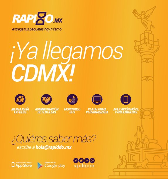 rapiddomx's tweet photo. ¡Ya llegamos CDMX! Entrega tus paquetes hoy mismo con nuestro servicio de mensajería express https://t.co/koIB5aPafH https://t.co/ZnRna7qd6P