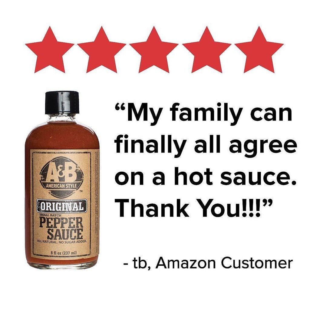 ABAmericanStyle's tweet photo. "My family can finally all agree on a hot sauce. Thank You!!" ⭐️⭐️⭐️⭐️⭐️ No, THANK YOU! #f… https://t.co/AzqxgRisW2 https://t.co/fACvIssgkX