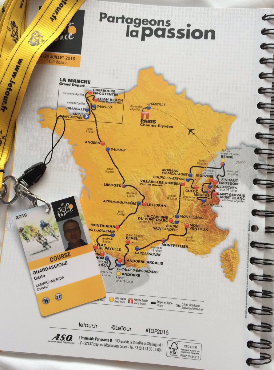 GuardaCarlo's tweet photo. Arrivati a St.Lo e già accreditati...#TDF e sul pass, anche qui, la piccola ma gradita icona per village depart😀😀😀 https://t.co/qBdwpgzpMZ