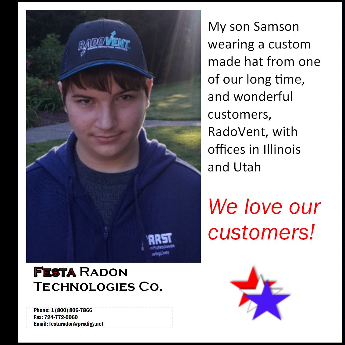 Check out this hat a wonderful customer made for my son!
#Festaradon #festafans #radon #RadoVent #testforradon