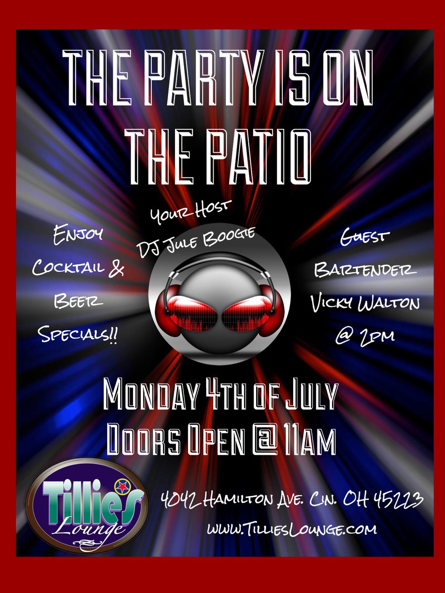 tillieslounge's tweet photo. Catch us in the 4th of July @NorthsideParade Monday then join us on the patio w/DJ Jules. Doors open at 11am!! https://t.co/SO8ciVfyIC
