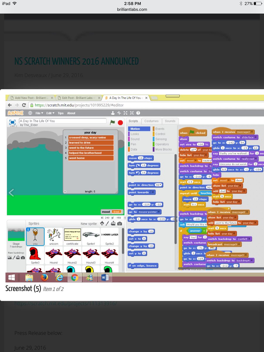 KimDesveaux's tweet photo. Congrats NS #Scratch Winners! Check out the cool games -- https://t.co/tAyh2uM02y @brilliant_labs @theredspace https://t.co/O6mtjTFGeE