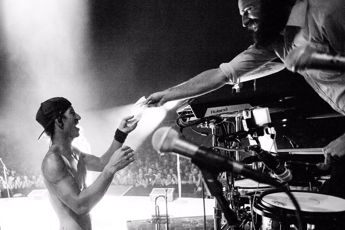 twentyonepilots's tweet photo. josh's broken kick drum, charlotte. https://t.co/MccfVsSa9Z