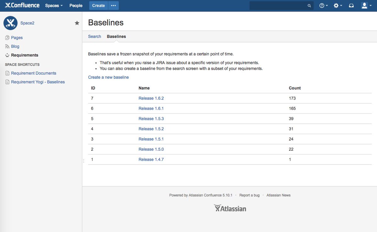 Requirement Yogi for #Confluence now has versioning and baselines. Check it out: marketplace.atlassian.com/plugins/com.pl…
