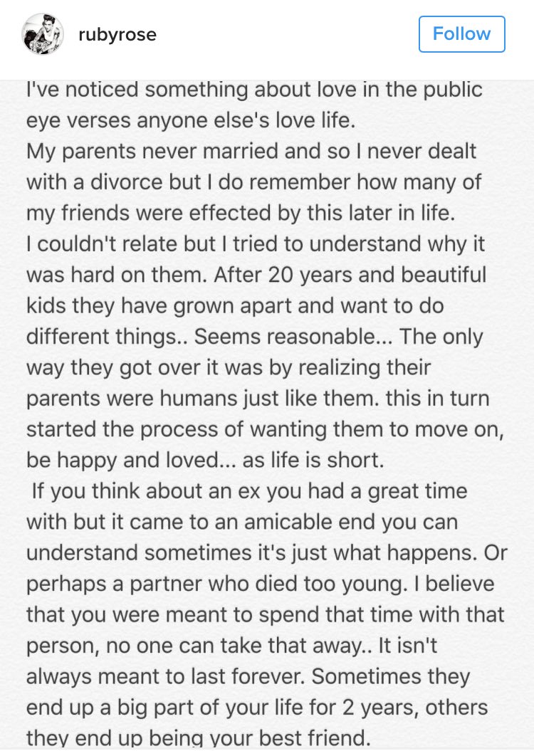 TSwiftNZ's tweet photo. Ruby Rose's insta post in defense of celebrity relationships and not shaming women is something everyone should read https://t.co/15DUIIzRia
