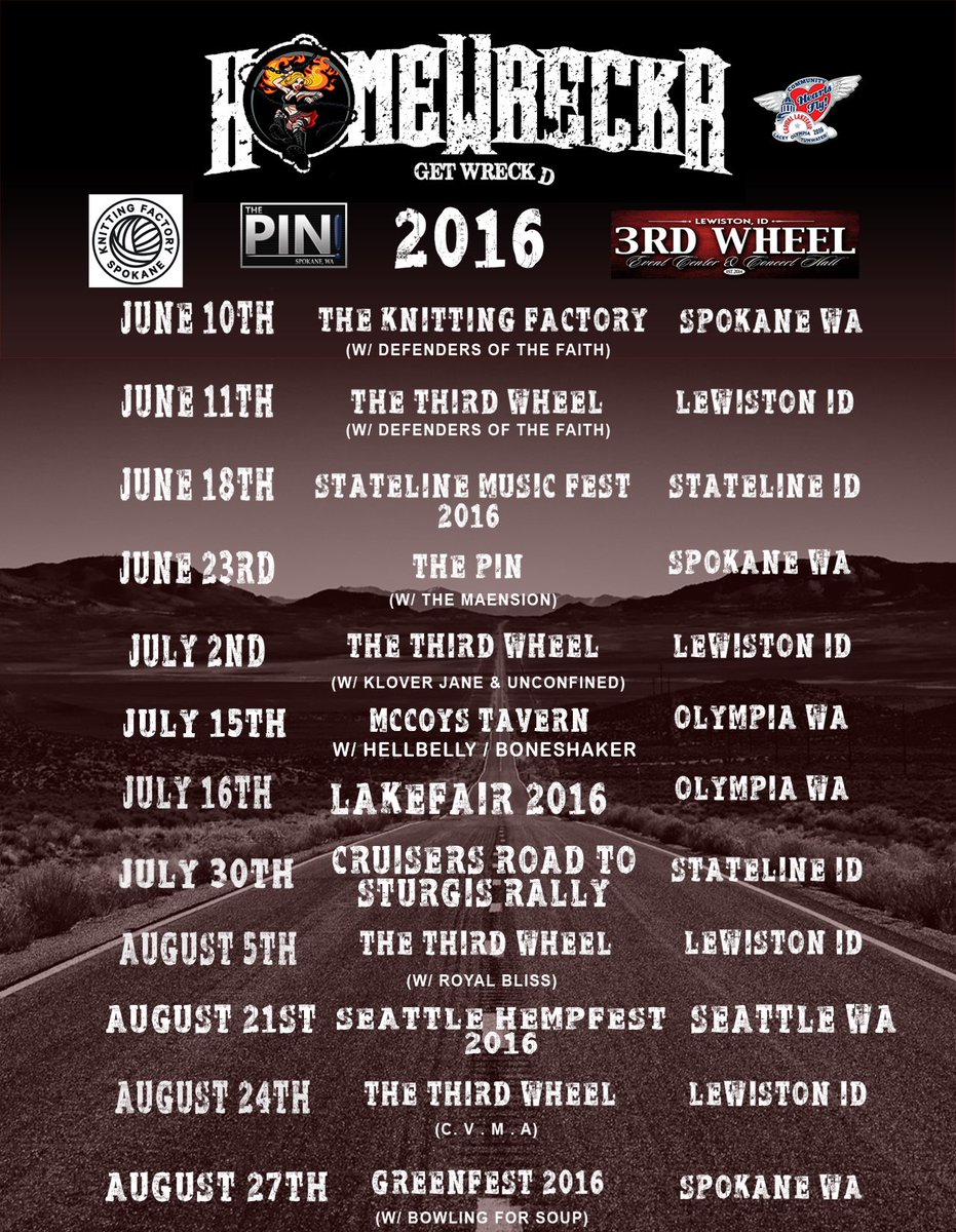 homewreckrband's tweet photo. Get wreckd  2016. Come see us at @seattlehempfest Sunday 12pm on the Kevin Black stage! https://t.co/wudVIMLBrW