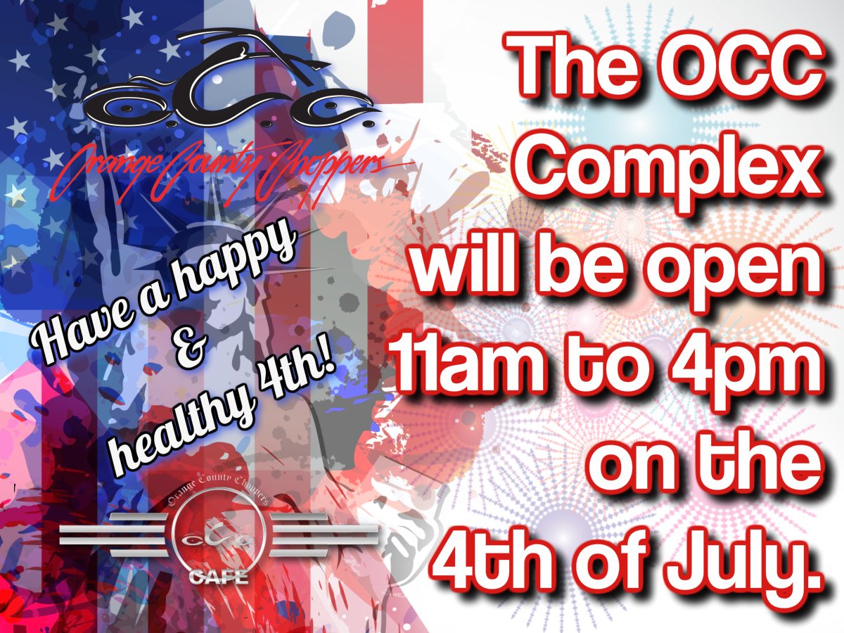 OCCCafe's tweet photo. Have a happy, healthy and safe 4th! #occ #newbugh #holiday #choppers #enjoy #celibrate https://t.co/77bdkCY7p3