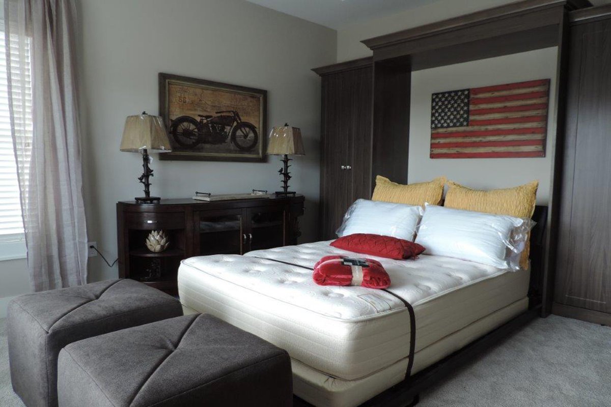 TIP: Ottomans at the foot of your bed can be used to store off-weather items like rain boots &amp; coats. #home #tips